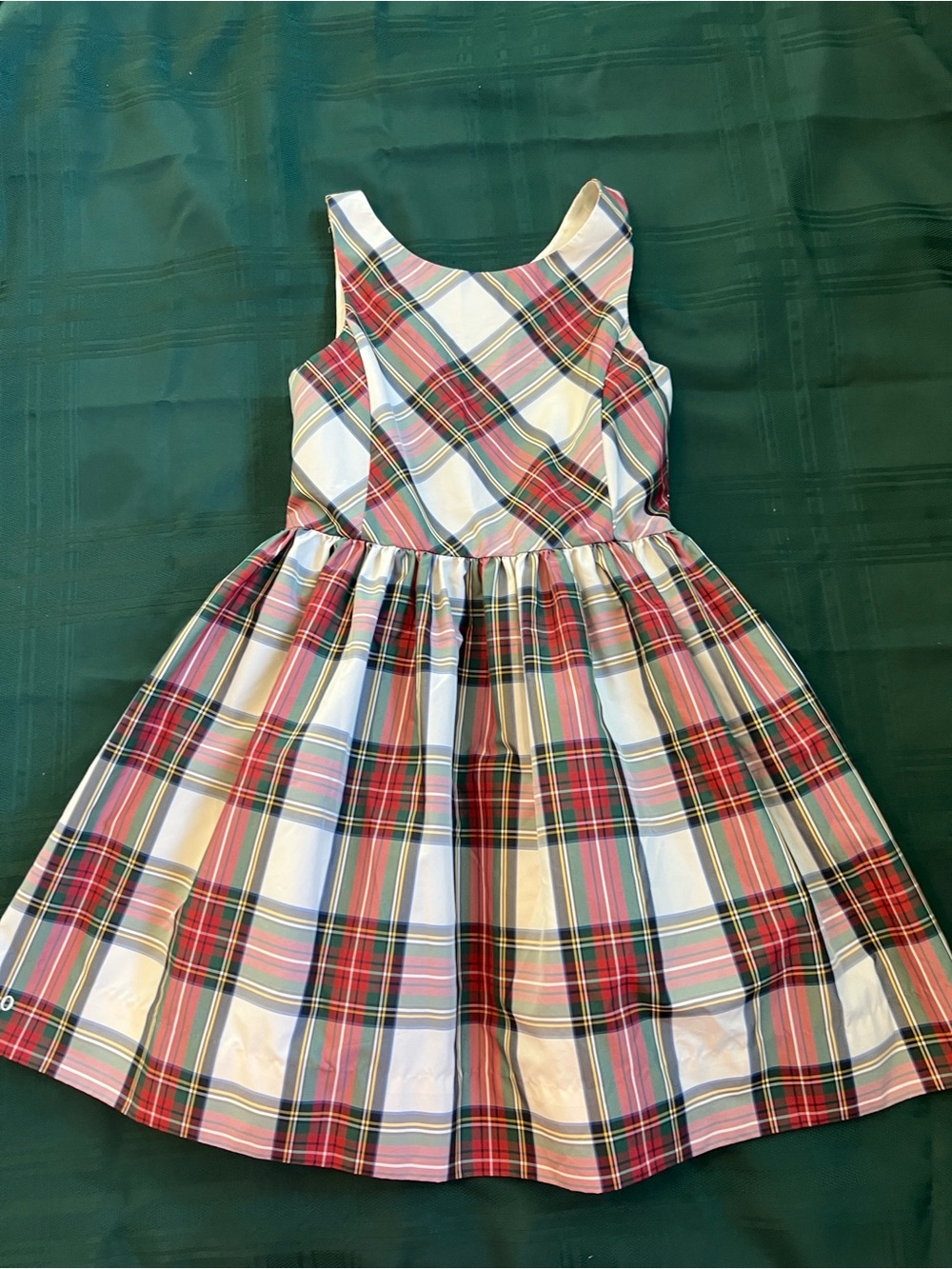 Ralph Lauren Girls size 8 Sleeveless Plaid Holiday Dress in Red, Green & White